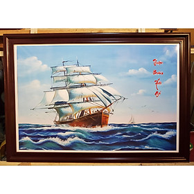 Mua TRANH IN DẦU - THUẬN BUỒM XUÔI GIÓ -THUYỀN CĂNG BUỒM RA KHƠI