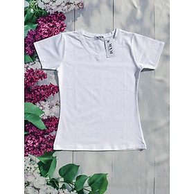 Áo thun nữ trơn cổ tim tay ngắn thun cotton 4 chiều form ôm body MXM ( ANU007 )