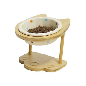 Raised Pet Bowls Wood Stand Small Dog Bowls Stand Anti Vomiting Feeding Station Elevated Dogs Cat Food and Water Bowls Stand for Indoor Cats