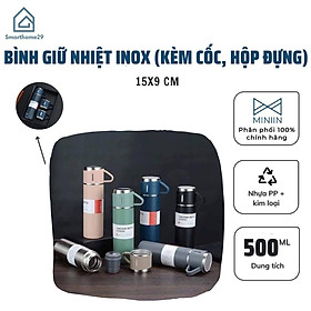 Mua Bình Giữ Nhiệt INOX 304 - 500ml Kèm 2 Cốc Hộp Đựng  Sang Trọng Chắc Chắn Chất Lượng Cao - Tặng Cây Cọ Bình Nước - Hàng Loại 1 - Chính Hãng MINIIN