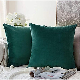 Vỏ gối nhung trơn Landecor sang trọng - VG538-Xanh lá