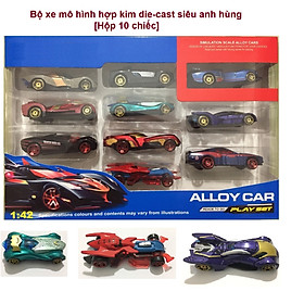 Bộ xe mô hình die-cast vỏ kim loại tỉ lệ 1:64 đa dạng nhiều mẫu mã độc đáo mới lạ, hộp loại 10 xe và loại 20 xe