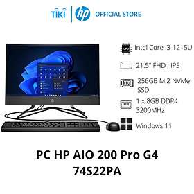 Hình ảnh Máy tính để bàn HP AIO 200 Pro G4 74S22PA (Core i3-1215U | 8GB | 256GB | 21.5"FHD | Intel UHD | Win 11 | USB Keyboard & Mouse) - Hàng Chính Hãng