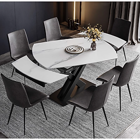 Mua Bàn ăn thông minh xoay mặt đá Tundo chân sắt sơn tĩnh điện kích thước 1m2/1m8 x 90 x 75cm
