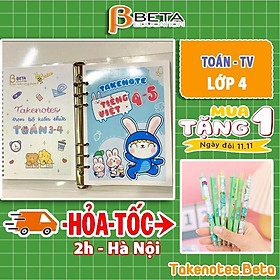 Combo 2 sổ takenotes Toán lớp 3 4, Tiếng Việt 4 5, sổ tay kiến thức tổng hợp cho cấp 1, sổ còng binder sticker của BETA