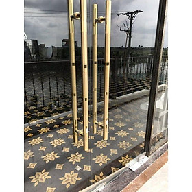 Tay nắm cửa kính inox mạ vàng dài 80cm (hàng có sẵn)