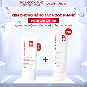 Hình ảnh [Tặng Sữa rửa mặt 100g] Kem chống nắng Sắc Ngọc Khang 50g giúp chống nắng hiệu quả với chỉ số SPF50, PA++++