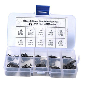 High Quality 160Pcs E-Clip Retaining Ring Snap Ring Assortment Kit 9 Sizes