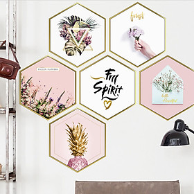 Decal trang trí chất liệu PVC loại 1 dày dặn, sắc nét, trang trí phòng khách, quán cafe-Khung ảnh trắng hồng -LV46