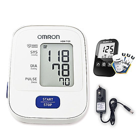 Máy đo huyết áp bắp tay Omron HEM-7120 + Tặng bộ đổi nguồn + Tặng máy đo đường huyết Gluneo Lite Hàn Quốc