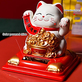 Mua Mèo Thần Tài Ôm Hũ Vàng  Túi Vàng Vẫy Tay 10x8cm Dùng Pin Năng Lượng Mặt Trời