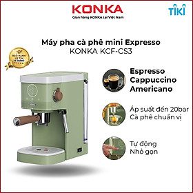 Máy pha cà phê espresso Konka KCF-CS3 20bar tích hợp đánh bọt sữa, pha cà phê viên nén 2 trong 1 tiện lợi, tặng kèm temper - Hàng nhập khẩu