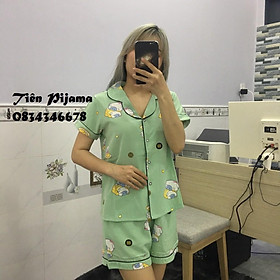 ️Bộ Pijama Lụa Cộc Tay đùi Nữ Cao Cấp Bộ Đồ Ngủ Nữ Mùa Hè  - xanh ngọc - M-XL