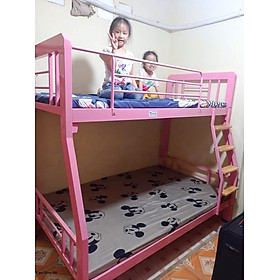 Mua Giường sắt 2 tầng màu hồng hộp vuông kích thước 1M4 X 1M6 sắt 4x8 2 (màu kem và hồng)