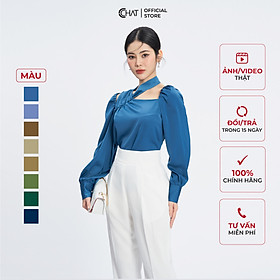 Áo Kiểu Nữ Xẻ Vai Lá Cổ Rút Dây Chất Lụa Cao Cấp Mềm Mịn 53ADL2004ST