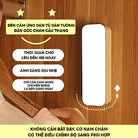 Đèn Cảm Ứng Lắp Chân Giường Hoặc Tủ Áo Kích Cỡ 200mm Sáng Vàng Công Suất 5w tặng keo dán 3M