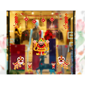 Decal trang trí tết-ông thần tài và hai bé