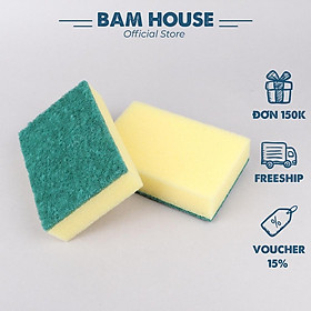 Mua Combo 2 Cước rửa chén 2 lớp Bam House có mút tạo bọt chuyên rửa chén bát cao cấp MRC03 - Mút rửa chén Miếng rửa chén