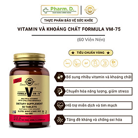 Viên Uống Solgar Formula VM-75 Bổ Sung Vitamin Và Khoáng Chất, Chống Oxy Hóa, Tăng Cường Chuyển Hóa Năng Lượng (Hộp 60 Viên)