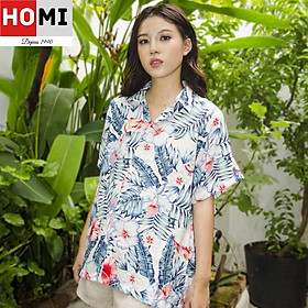 ÁO SƠ MI HỌA TIẾT HOA TRẮNG HOMI FASHION