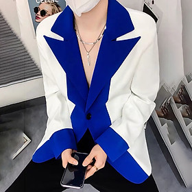 Áo khoác Blazer nam Áo Vest Blazer Phối màu Xanh Cô Ban nổi bật độc đáo phong cách Hot Trend trẻ trung, lịch lãm N44