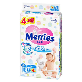 Tã dán Merries nội địa cộng miếng size L54+4 (9-14kg)