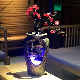 Tabletop Water Fountain Waterfall Simulation Plant Vase Decor Zen Relaxation