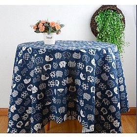 Mua Khăn trải bàn vải bố - Họa tiết Mèo kitty xanh blue - mẫu G02