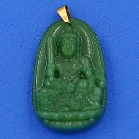 Mặt Phật Văn Thù Bồ Tát thạch anh xanh 4.3 cm