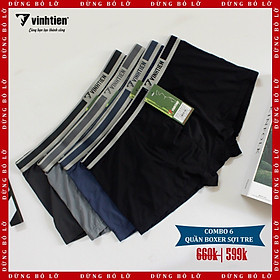 Combo 6 Quần Lót Đùi Nam Bambo (Sợi Tre) Vĩnh Tiến - Nhiều Màu