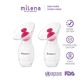 Hai Cốc Hứng Sữa Silicon NatureBond có nút chặn chống đổ sữa, túi nhung cao cấp