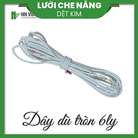 5mét dây dù tròn trắng 6mm dùng giăng bạt, lưới