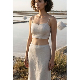 Áo Croptop Hai Dây Linen Vải Lanh Xám Muối Tiêu TOP208 Thời trang Hity