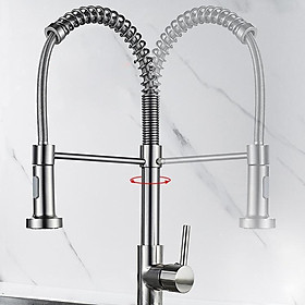 Kitchen Faucets with Pull Down Sprayer Single Handle Faucet Silver