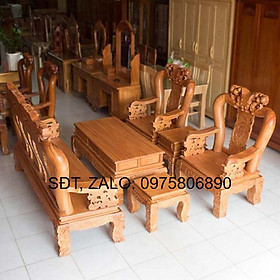 Mua BÀN GHẾ GỖ GÕ ĐỎ TAY 12 CHẠM ĐÀO  bộ bàn ghế phòng khách