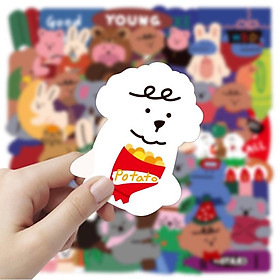Bộ Sticker - Miến Dán Siêu Kute - Miến Dán Họa Tiết Gấu Xinh Cute (bộ 50 miếng)