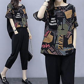 Retro printed suit short sleeve new women's temperament fashion trend two-piece women