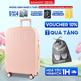 Vali du lịch thời trang BAMOZO 8812 MÀU HỒNG NHẠT size 20/24 , vali kéo chống trầy xước được bảo hành 5 năm