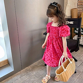 SHUANGYAN Cô gái ăn mặc mùa hè 2023 thời trang trẻ em lưới đỏ hoa đầm công chúa đầm mùa hè