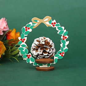 Xmas Wreath Photo Props Wooden Craft Ornaments  for Christmas Fireplace Winter Christmas Party Holiday Xmas Display Decoration