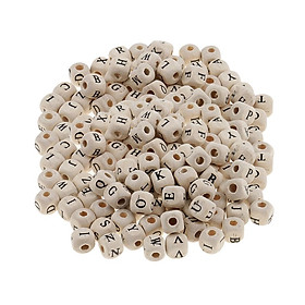 200 Pieces Wooden Alphabet Letters Cube Beads for Jewelry Making DIY Necklace Bracelet 10mm White