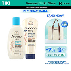 [COMBO TIẾT KIỆM] Bộ làm sạch & kem dưỡng ẩm cho bé da khô & nhạy cảm Aveeno Baby.