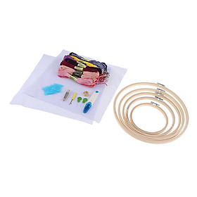 Embroidery Starter Kit Cross Stitch Tool Kit with Colours Embroidery Thread,