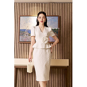 Đầm Nữ Công Sở My Way Dáng Bút Chì Đính Hoa Trước Eo Sang Trọng 3MD0355