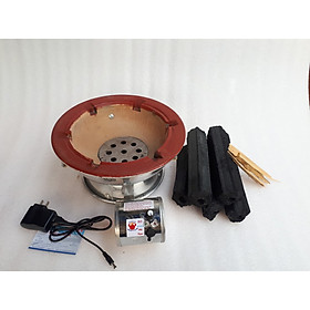 Mua combo 1kg than không khói kèm 1 bếp than lẫu nướng gia đình có quạt sạc 28cm