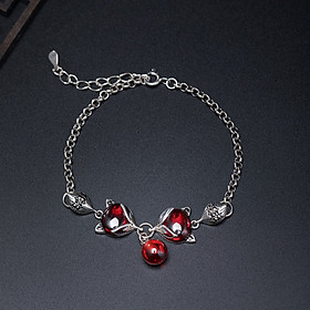 Lắc tay đôi hồ ly đá thạch lựu VT091