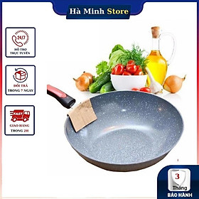 Chảo Đá Sâu Lòng Ceramic Size 32 Siêu Chống Dính, An Toàn, Không Đổi Màu, Dùng Cho Tất Cả Các Loại Bếp, Gia Dụng Hà Minh