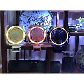 Mua Quạt Mini Kèm Đèn Led Tích Sạc Điện Có Kẹp Để Bàn Tiện Lợi - Giao màu ngẫu nhiên