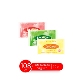 Combo 108 Gói Khăn Giấy Bỏ Túi LET-GREEN, 10 Tờ/Gói