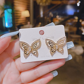 Bông tai nữ đính đá thiết kế hình bướm thanh lịch sang trọng phụ kiên trang sức M104701